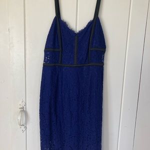 Express Lace Corset Midi Dress in Blue
